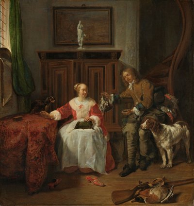 Jægerens nutid, c.1658-61 af Gabriel Metsu