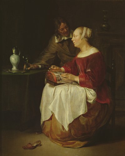 The Lacemaker (olie på panel) af Gabriel Metsu