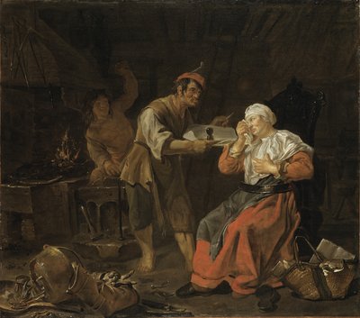 Grædende kvinde i en smedebutik, ca. 1650 af Gabriel Metsu