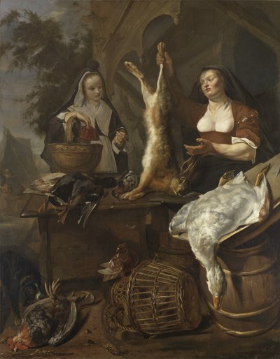 Kvinde sælger spil fra en bod af Gabriel Metsu