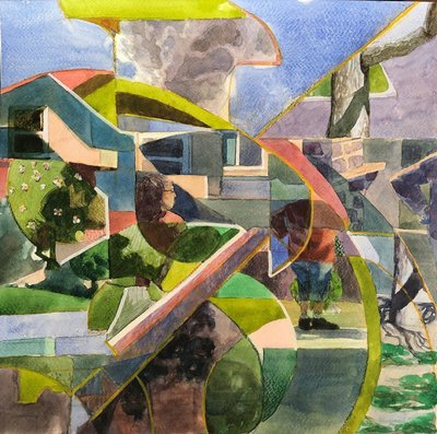 Abstract Neighborhood, 2021 (akvarel på papir) af Gabriel Palma
