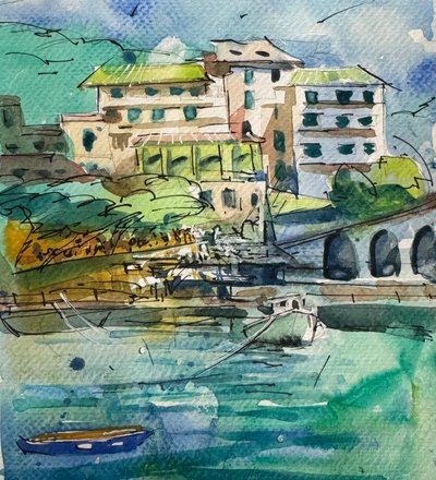 Capri Study, 2024 (akvarel på papir) af Gabriel Palma