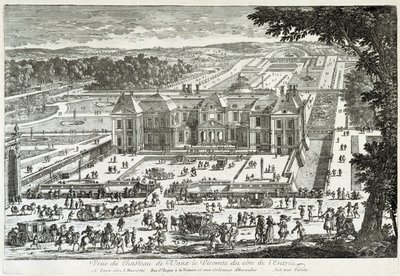 Udsigt over slottet Vaux Le Vicomte (Vaux-Le-Vicomte) fra indgangssiden (haver ved Le ours) - af Perelle, slutningen af 1600-tallet af Gabriel Perelle