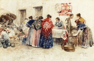 På markedet, 1900 af Gabriel Puig Roda
