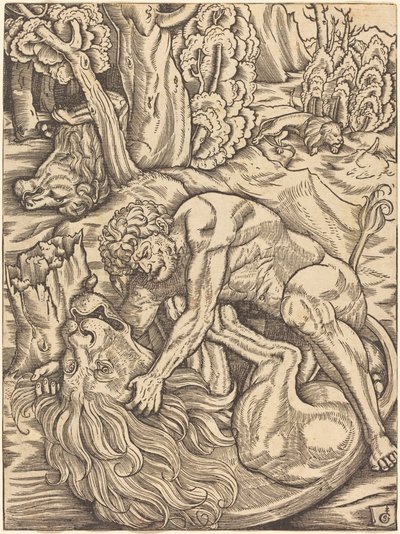 Herkules og Nemean-løven af Gabriel Salmon