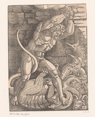 Hercules dræber Hydraen af ​​Lerna Labours of Hercules (serietitel) af Gabriel Salmon