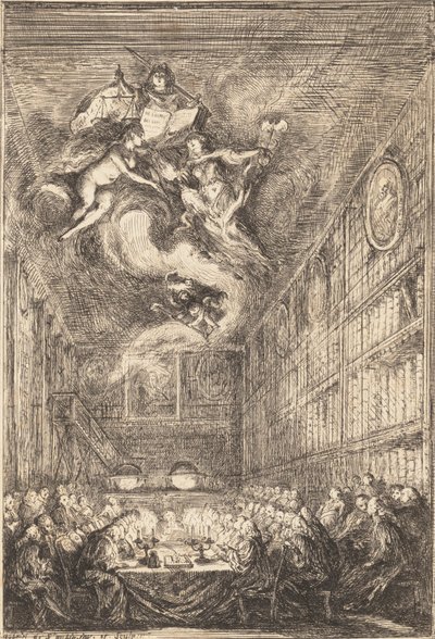En advokatkonference, 1776. af Gabriel de Saint-Aubin