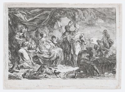 Laban søger efter sine husguder, ca. 1753. af Gabriel de Saint-Aubin