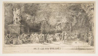 Scene in the Tuileries: The Chairs, 1760. dani af Gabriel de Saint-Aubin