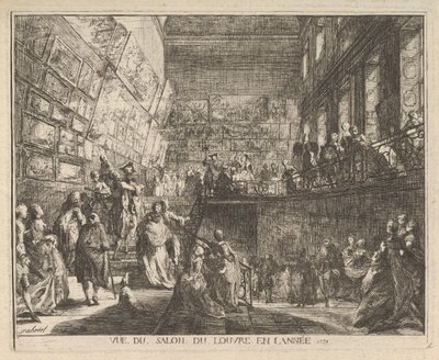 Udsigt over Salon du Louvre i år 1753, 1753. af Gabriel de Saint-Aubin