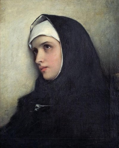 Gabriel von Max - Portræt af en nonne af Gabriel von Max