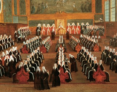 Board of Pregadi i Ducal Palace, af Gabriele Bella (1730-1799), Detail af Gabriele Bella