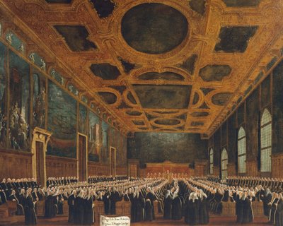 Hall of Great Council i Ducal Palace, af Gabriel Bella (1730-1799) af Gabriele Bella