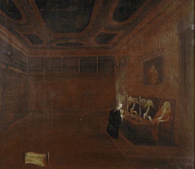 Højesteret for De Fyrre eller Råd for De Fyrre, detalje (Venedig, Højesteret i Quarantia. Detalje) - Maleri af Gabriele Bella (ca. 1730-1799). Venedig, Querini Stampalia Foundation af Gabriele Bella