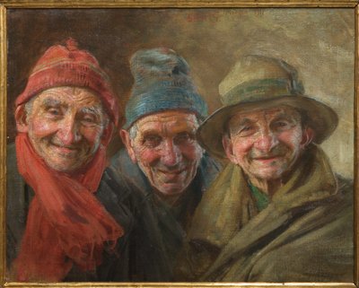 Tre venner 1917 (olie på lærred) af Gaetano Bellei