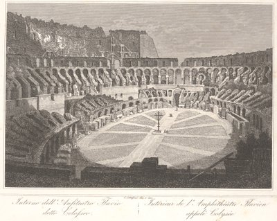 Inde i det flaviske amfiteater kaldet Colosseum af Gaetano Cottafavi