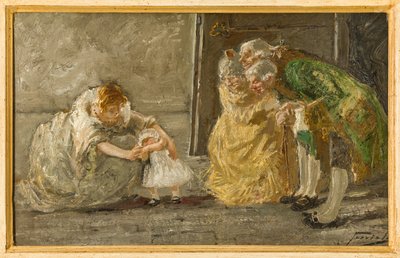 Scene (oliemaleri på lærred) af Gaetano Previati