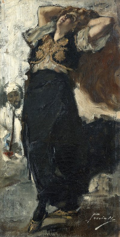 Kunstnerens kone som tyrkisk danser. af Gaetano Previati