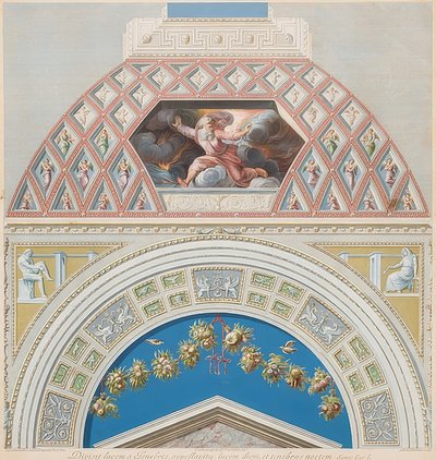 Lunetten og hvælvingen med Gud adskiller lys og mørke. 1774? af Gaetano Savorelli