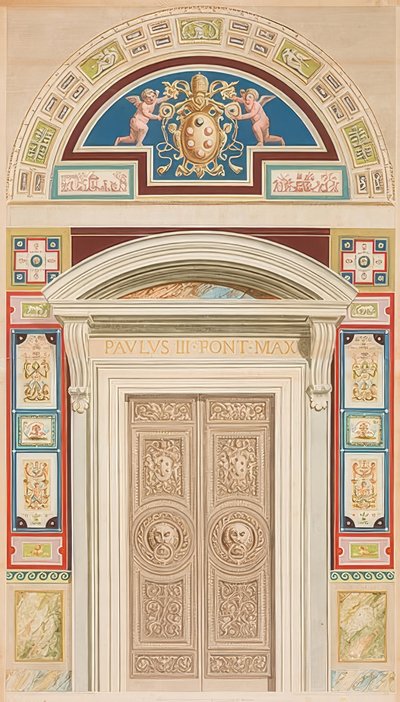 Dør, karm og lunette af Loggia XIII af Gaetano Savorelli