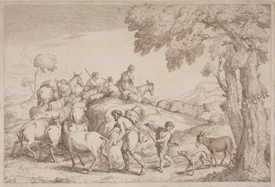 En ældre hyrde set bagfra af Gaetano Zompini, after Giovanni Benedetto Castiglione