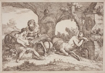 Chiron underviser i musik til Achilles af Gaetano Zompini, after Giovanni Benedetto Castiglione
