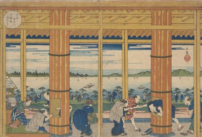 Shower-Shelter ved bredden af Tempozan Bay, 1838. af Gakutei