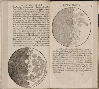 Blad af bog Sidereus Nuncius Sidereal Messenger af Galileo Galilei, 1610 af Galileo Galilei