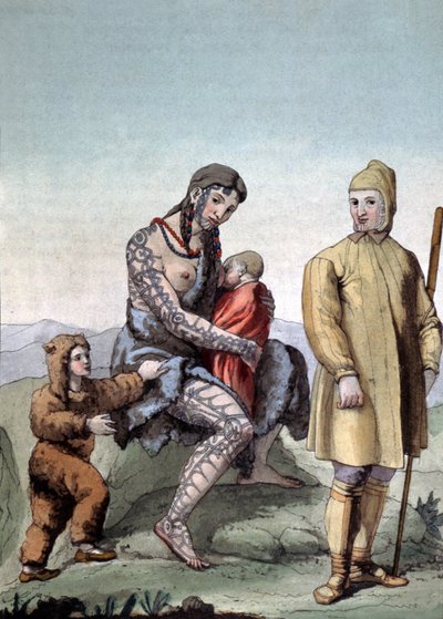 Chukchi-familie, ca. 1810 (kobberstik) af Gallo Gallina