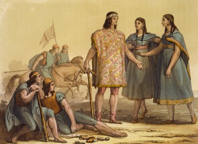 Indfødte af Araucani-stammen, Argentina, fra Le Costume Ancien et Moderne, bind II, plade 37, af Jules Ferrario, udgivet ca. 1820