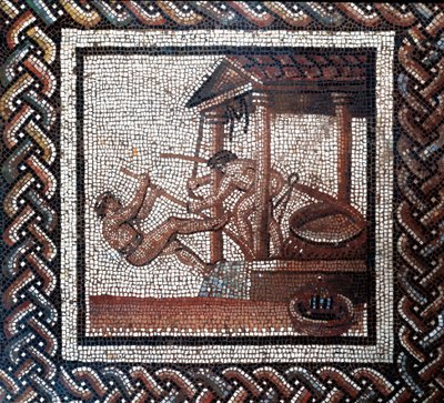 En oliepresse. (mosaik, slutning 2., begyndelsen af 3. århundrede) af Gallo Roman
