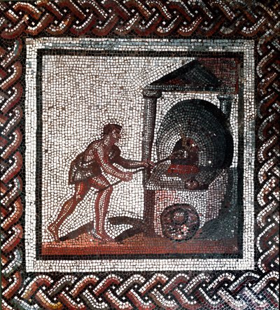 Brødfremstillingsscene. (mosaik, slutning 2., begyndelsen af 3. århundrede) af Gallo Roman