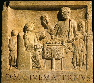 Relief portrætterer fest, romersk civilisation af Gallo Roman