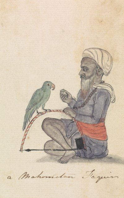 En muhametaner med sin papegøje af Gangaram Chintaman Tambat