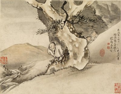 Mand, der går forbi et træ af Gao Qipei