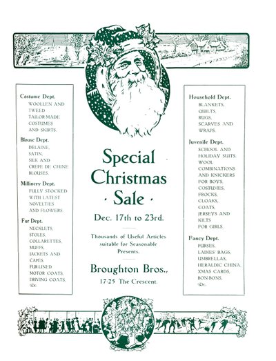 Annonce for Broughton Bros. - Special Christmas Sale, 1917 af Garratt and Atkinson