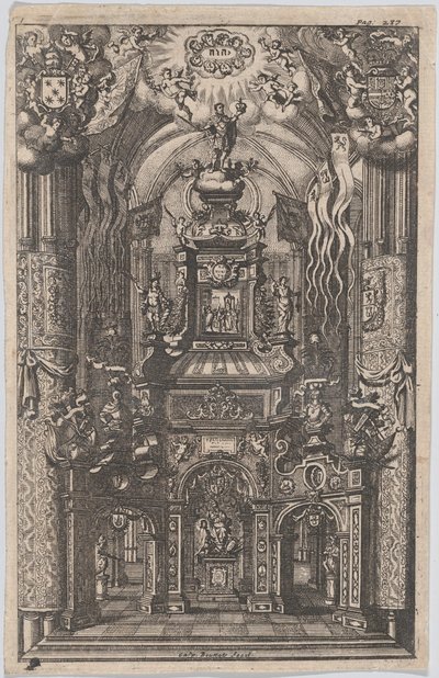 Catafalque for Ferdinand, fra en uidentificeret bog, ca. 1660-95. af Gaspar Bouttats