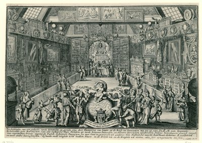 Henricus van Soests lotteri i Antwerpen, 1695 af Gaspar Bouttats