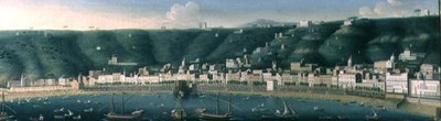 Udsigt over Napoli fra havet med Castel dellOvo og forstaden Chiaia, 1731 af Gaspar Butler