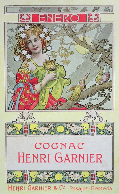 januar, fra en kalender for Henri Garnier & Co. af Gaspar Camps Junyent
