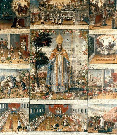 Altertavle af Sankt Nikolaus af Myra eller Bari (270-345) af Gaspar Miguel de Berrio