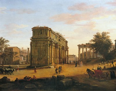 Septimius Severus bue i Rom, af Gaspar van Wittel (1652 eller 1653-1736), olie på panel, 565 x 9056 cm, detalje af Gaspar van Wittel