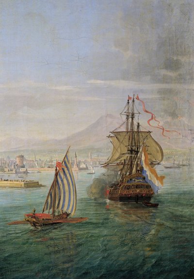 Italien, Firenze, Udsigt over Napoli fra havet, detalje af Gaspar van Wittel