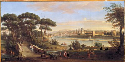 Udsigt over Oltrarno i Firenze siden Cascine af Gaspar van (1653-1736) Wittel