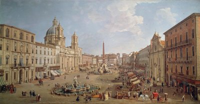 Udsigt over Piazza Navona, maleri af Gaspar van Wittel eller Gaspare Vanvitelli (1652 eller 1653-1736), olie på lærred, Italien af Gaspar van Wittel