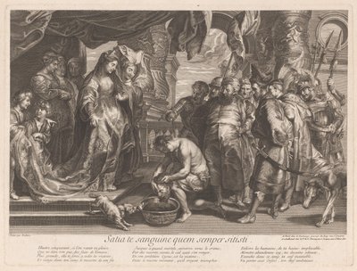 Thomiris fordyber Cyrus hoved i en skål blod af Gaspard Duchange (attributed to)