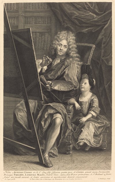 Antoine Coypel og hans søn af Gaspard Duchange after Antoine Coypel