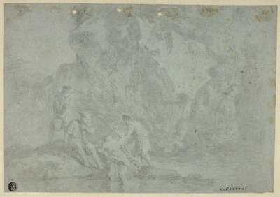 Klippelandskab med figurer af Gaspard Dughet