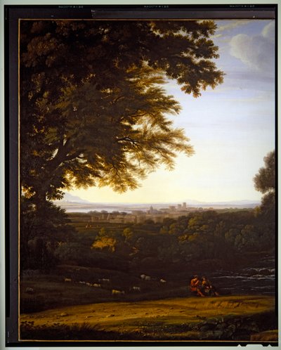 Italiensk pastoralt landskab, detalje, udateret af Gaspard Poussin Dughet