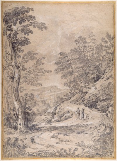 Bjergvej, der snor sig gennem skov og klipper af Gaspard Poussin Dughet